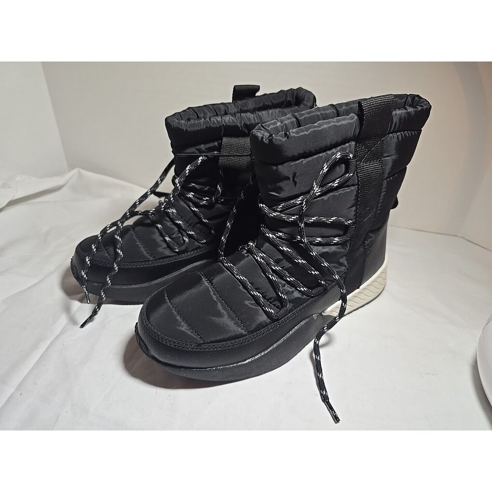 Time And Tru Women's Black Puffy Draw String Boots Booties Size 6